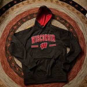 Wisconsin Men's Black and Red Hoodie